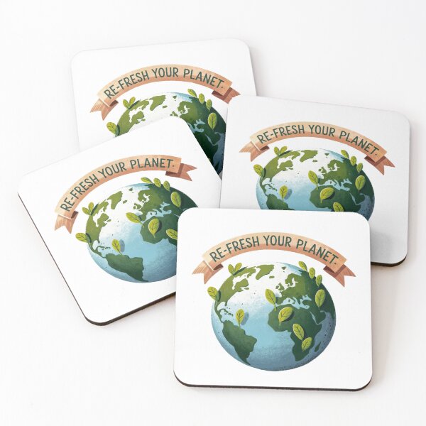 Item preview, Illustration of Earth with Green Leaves and Eco Friendly Message designed and sold by Creative88Art.