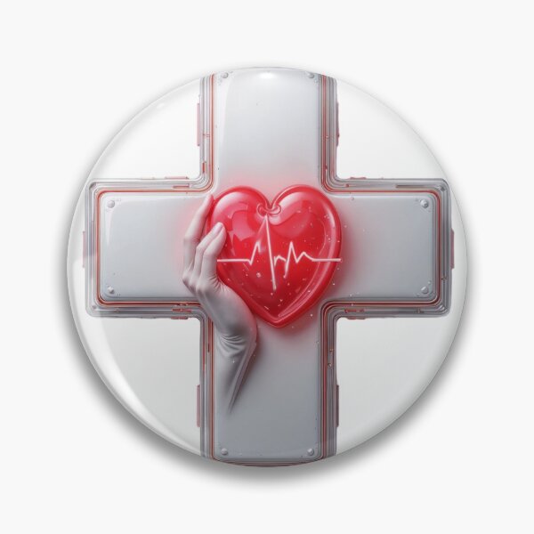 Item preview, Gloved Hand Holding Red Heart with ECG Line and White Cross designed and sold by Creative88Art.