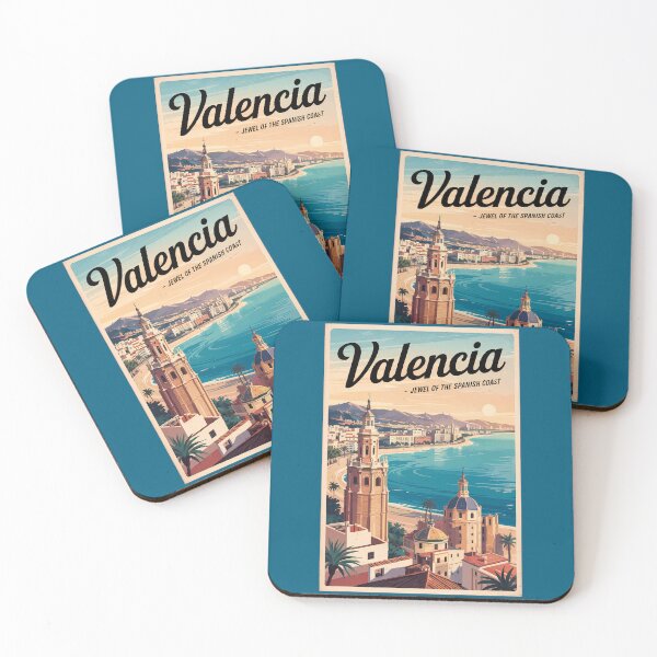 Item preview, Valencia Spain Coast Illustration Travel Art Vintage designed and sold by KrisSidDesigns.