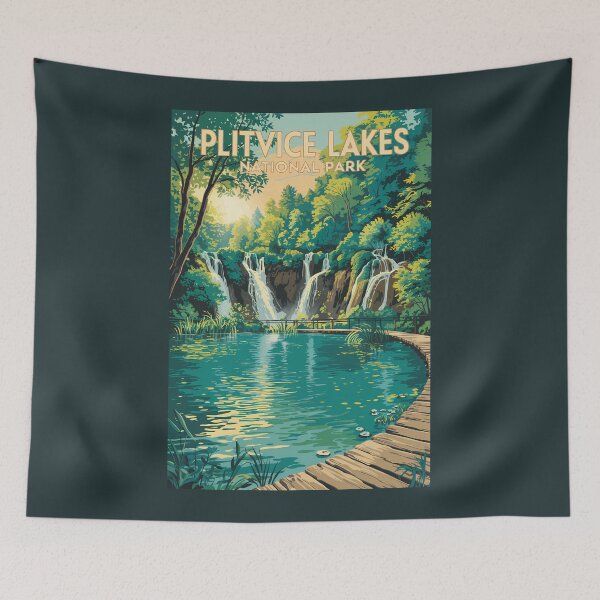 Item preview, Plitvice Lakes National Park Illustration Travel Art Vintage designed and sold by KrisSidDesigns.