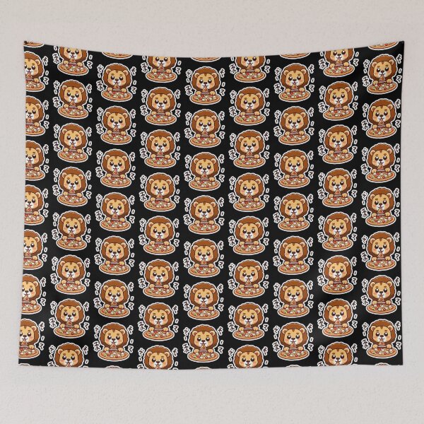 Item preview, lion eats pizza designed and sold by EuropeanPrints.
