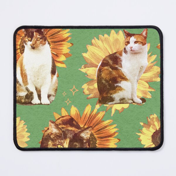 Item preview, Sunflower cat pattern designed and sold by pinkdrinksoul.