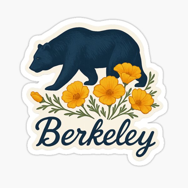Vista previa del artículo con la obra «Oso y amapolas de la Universidad de California en Berkeley I», diseñado y vendido por mikaila-bunny.
