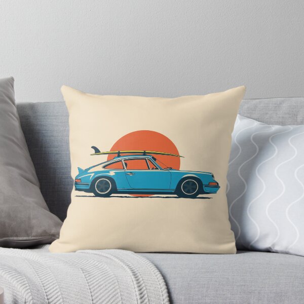 Vista previa del artículo con la obra «Ilustración del Porsche 911 964 RS azul vintage surfeando en verano», diseñado y vendido por blackdogshop.