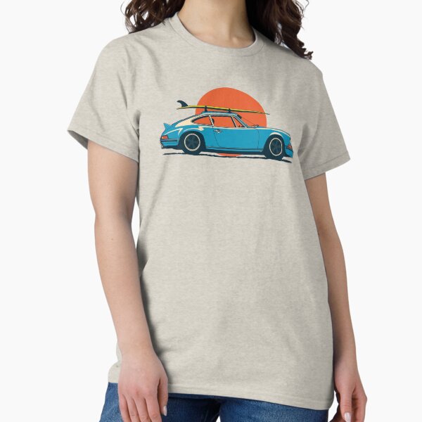 Item preview, Vintage Blue Porsche 911 964 RS summer surfs up illustration designed and sold by blackdogshop.