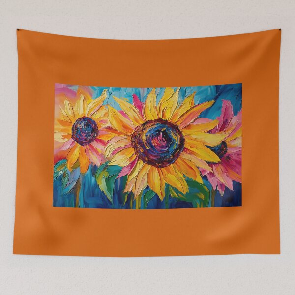 Item preview, Sunflower Symphony - Bold Strokes and Vibrant Colors in a Dynamic Dance of Blue designed and sold by OlfactoART Studio.