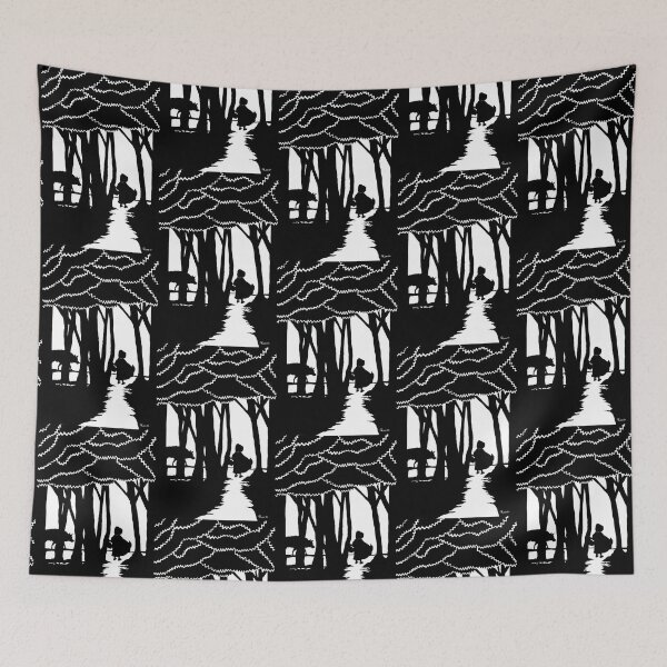 Item preview, Red Riding Hood - Walking to Grandma’s House - Black and White Silhouette - Fairytale designed and sold by rossartstudio.