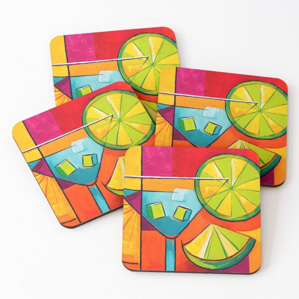 Item preview, Colorful Cheers - Vibrant Cocktail Glass Surrounded by Geometric Citrus Bursts designed and sold by OlfactoART Studio.