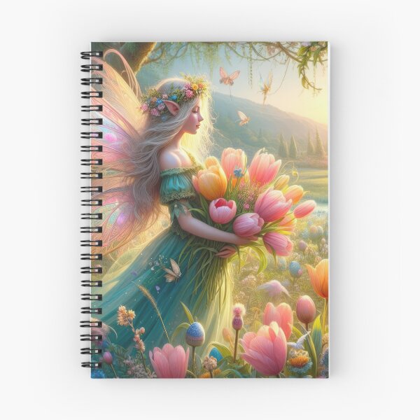 Item preview, Spring fantasy landscape with a woman fairy with a bouquet of tulips flowers,Bloom Boom,Spring,floral designed and sold by Expressions-Sel.
