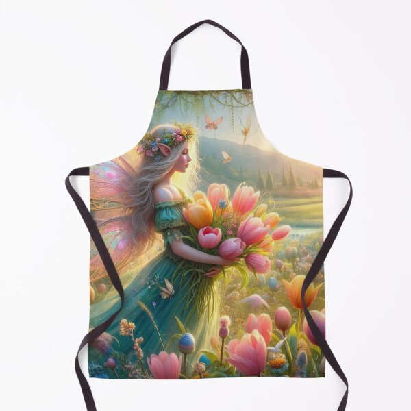 Item preview, Spring fantasy landscape with a woman fairy with a bouquet of tulips flowers,Bloom Boom,Spring,floral designed and sold by Expressions-Sel.
