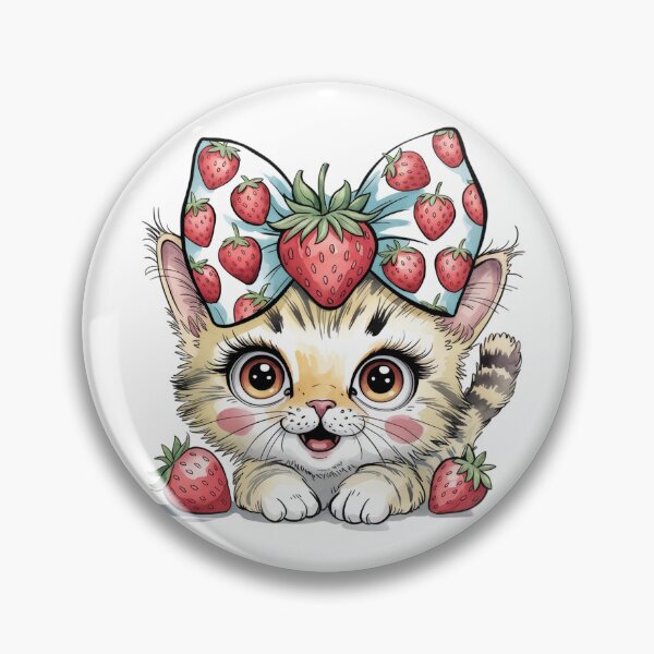 Item preview, kitten with strawberries bow designed and sold by jkrphoto.