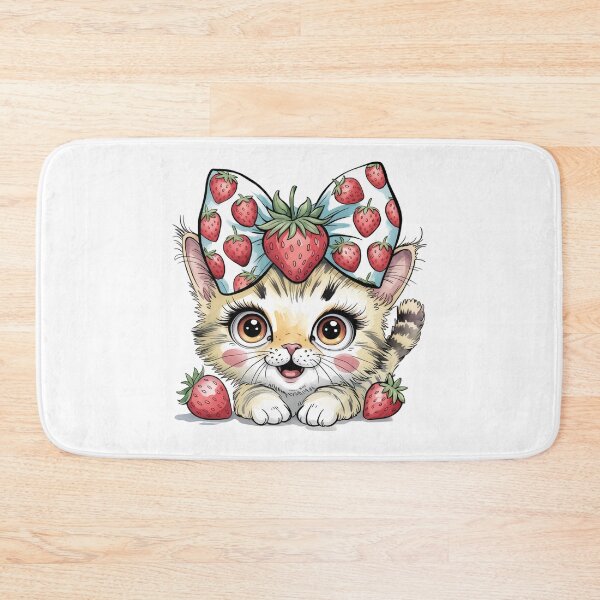 Item preview, kitten with strawberries bow designed and sold by jkrphoto.