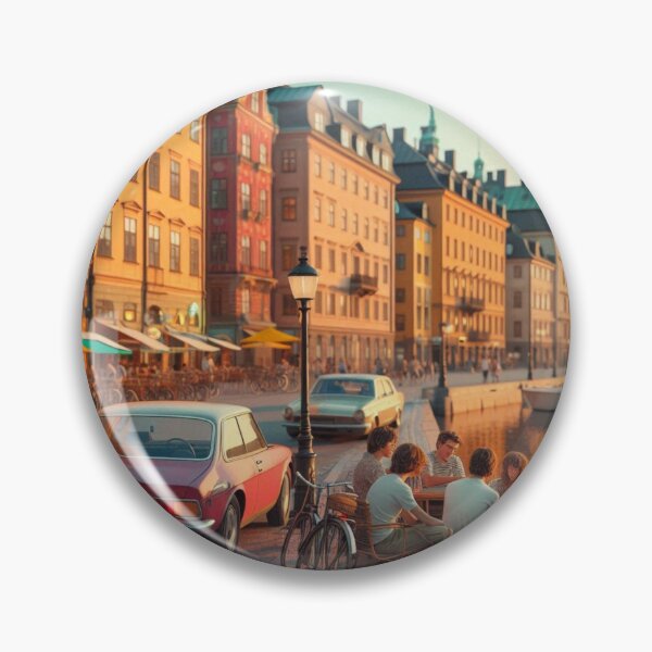 Artikelvorschau, Stockholm im Retro-Stil der 1970er – AI-Artwork Bunte Straßencafé-Szene für Stadtliebhaber, Reisende und Vintage-Enthusiasten entworfen und verkauft von knalpot-design.