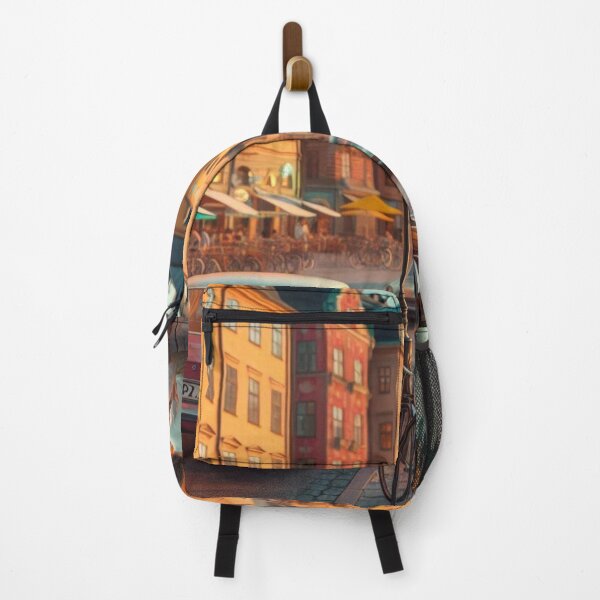 Item preview, Retro 1970s Stockholm – AI Artwork Colorful Streetside Café Scene for City Lovers, Travelers, and Vintage Enthusiasts designed and sold by knalpot-design.