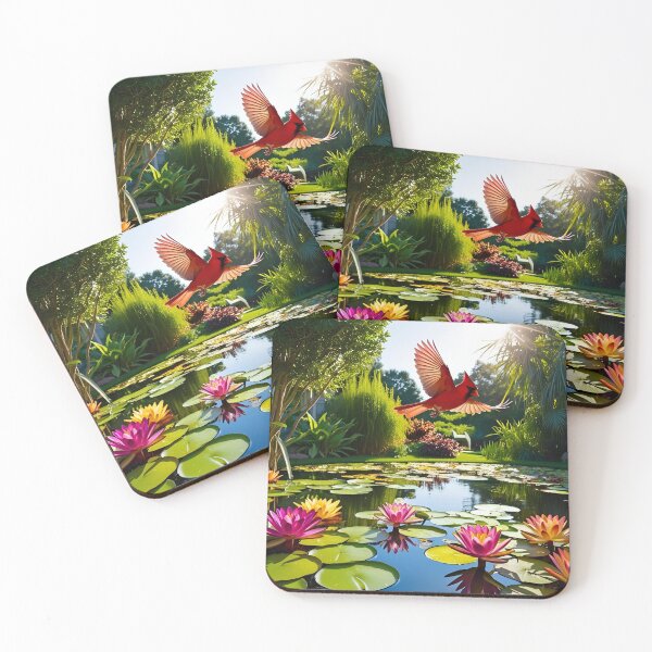 Item preview, Cardinal Over Water Garden, Cardinal, Water Garden designed and sold by Lisie24.