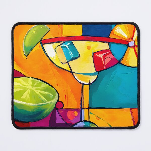 Item preview, Summer Splash - Vibrant Cocktail Glass with Citrus Accents and Geometric Colors designed and sold by OlfactoART Studio.