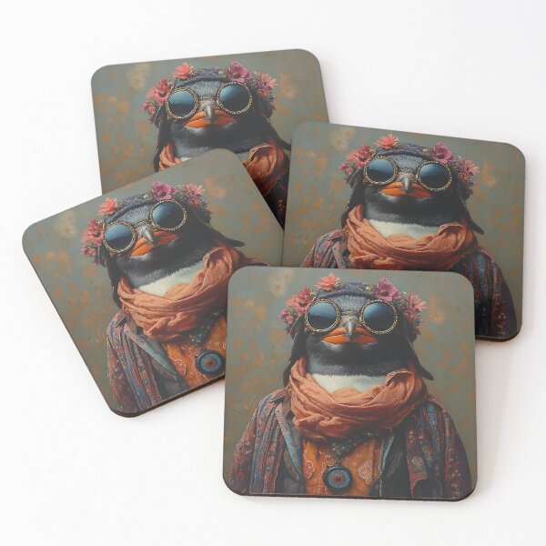 Item preview, 1960's Flower Power Penguin - Stylish Animal Art designed and sold by Chrisjeffries24.