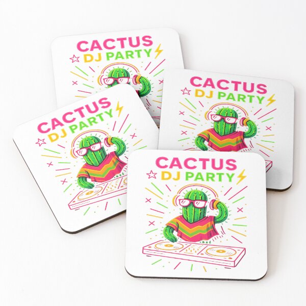 Item preview, Cactus DJ Party - Neon Rave Vibes designed and sold by POD DYNASTY | Original Print On Demand T-Shirt Graphics.