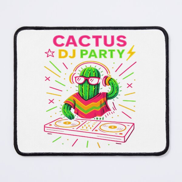 Item preview, Cactus DJ Party - Neon Rave Vibes designed and sold by POD DYNASTY | Original Print On Demand T-Shirt Graphics.