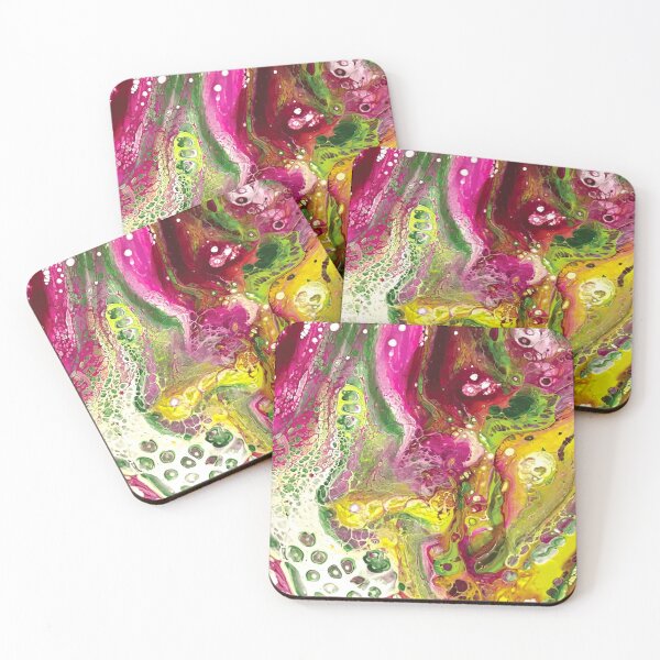 Item preview, Bold Magenta Lime Pour Painting designed and sold by Madeline Binder Art & Design.