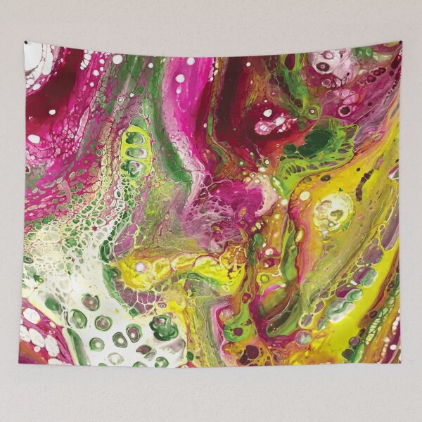 Item preview, Bold Magenta Lime Pour Painting designed and sold by Madeline Binder Art & Design.