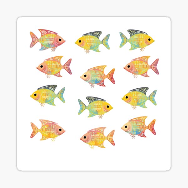 Rainbow fish pattern textile seamless gift Sticker