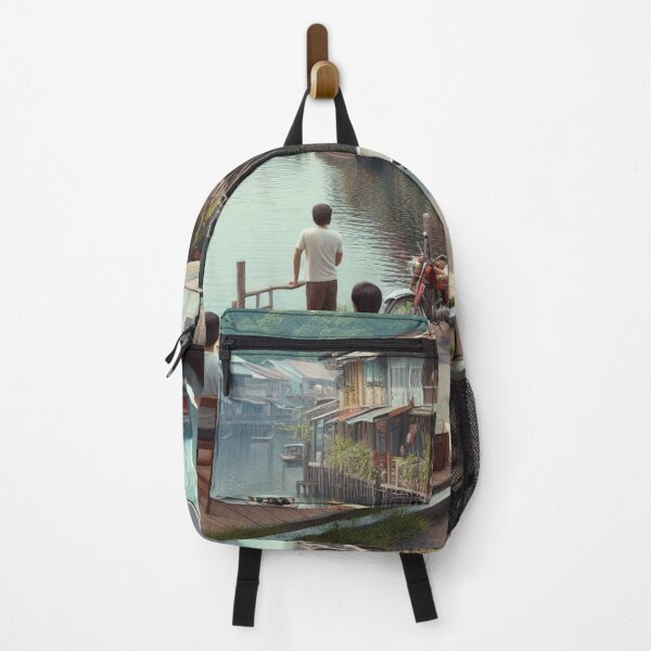 Item preview, Retro 1970s Bandar Seri Begawan – AI Artwork Colorful Roadside Café Scene for City Lovers, Travelers, and Vintage Fans designed and sold by knalpot-design.