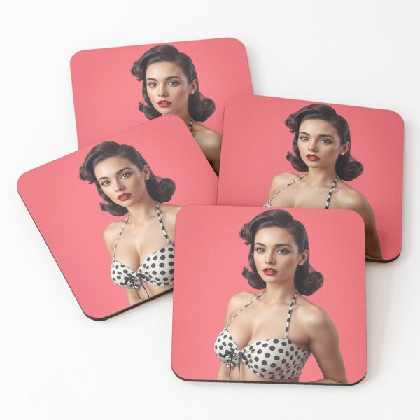 Item preview, Sexy Brunette Pin Up in Polka Dot Swimsuit designed and sold by MissSaylor.
