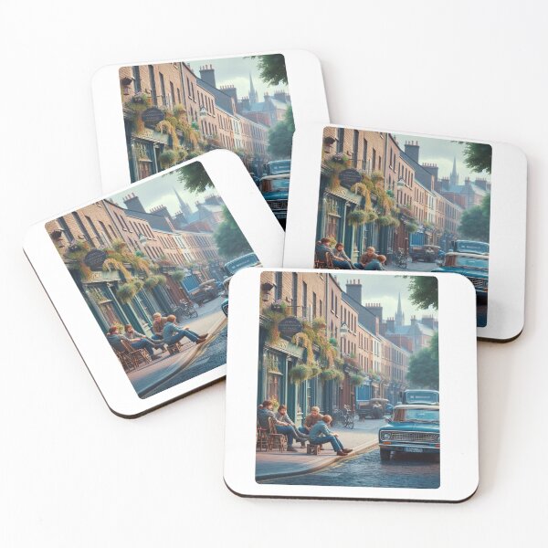 Item preview, Retro 1970s Dublin – AI Artwork Colorful Roadside Café Scene for City Lovers, Travelers, and Vintage Enthusiasts designed and sold by knalpot-design.