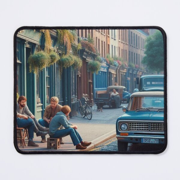 Item preview, Retro 1970s Dublin – AI Artwork Colorful Roadside Café Scene for City Lovers, Travelers, and Vintage Enthusiasts designed and sold by knalpot-design.