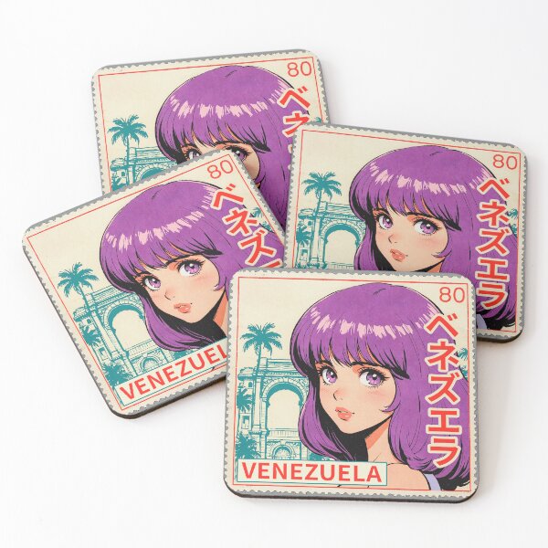 Item preview, Venezuela Country Pretty Anime Girl 80s Retro Aesthetic Vintage Cultural Postage Stamp designed and sold by onlyanimevibes.