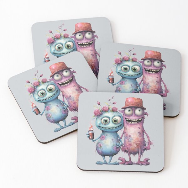 Item preview,  A pair of cute monsters with flowers.. designed and sold by MagelliShop.