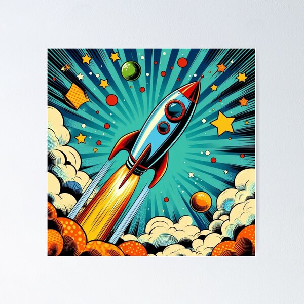 Item preview, pop art style rocket designed and sold by Dogandesighn.