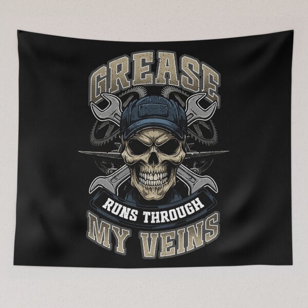 Item preview, Skull Mechanic Art - Grease Runs Through My Veins designed and sold by PECCATOR.