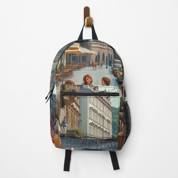 Item preview, Retro 1970s Prague – AI Artwork Colorful Street Café Scene for City Lovers, Travelers, and Vintage Enthusiasts designed and sold by knalpot-design.