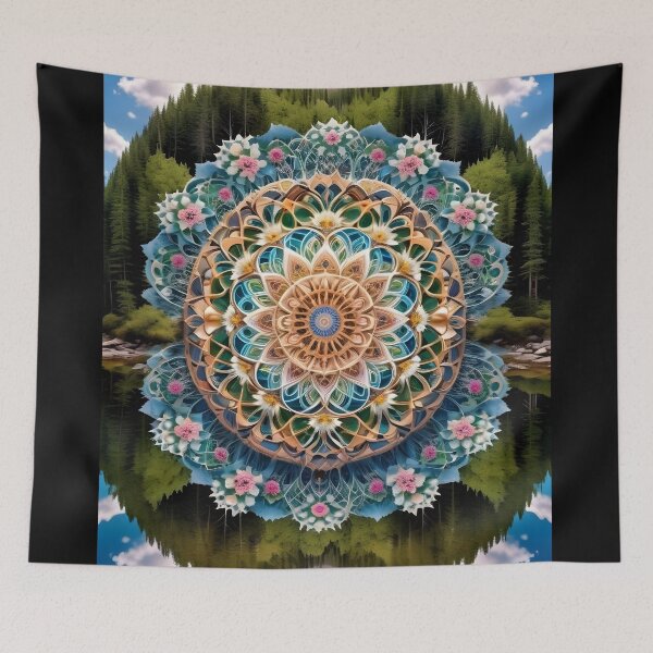 Item preview, Floral Mandala Over Serene Waters designed and sold by Campbell Gallery.