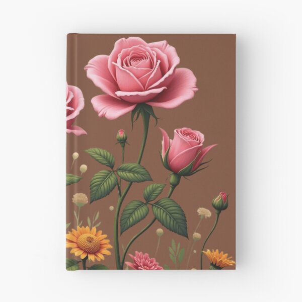 Item preview, Wildflowers and 3 Pink Roses to the Right - Medium Brown Background #5013MBN designed and sold by Wildflower Rose.