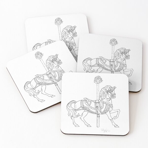 Item preview, Hand drawn Carousel Horse 1 designed and sold by forbiddenclay.