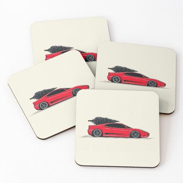 Item preview, Vintage Red Ferrari 360 Christmas Tree illustration designed and sold by blackdogshop.