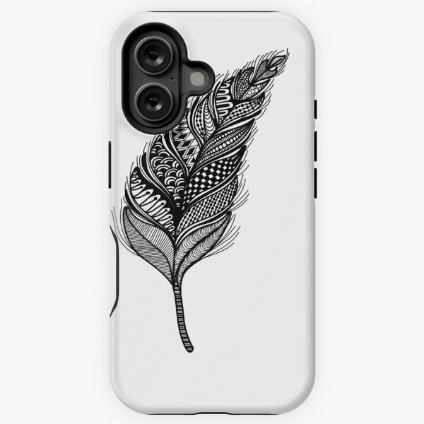 Item preview, Black and White Zentangle Feather | Intricate Boho Line Art Design designed and sold by PnrArtDesign.