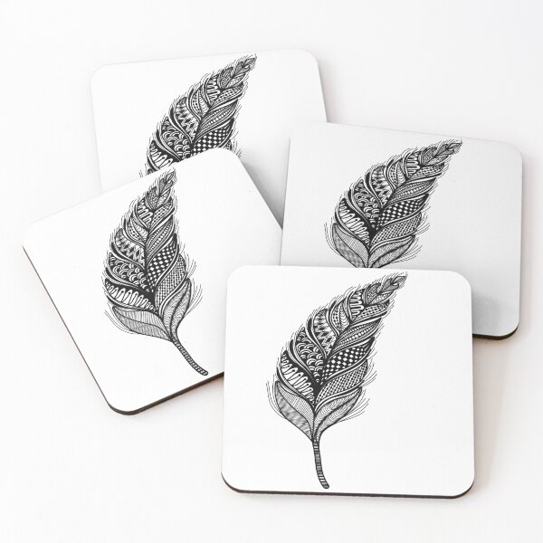 Item preview, Black and White Zentangle Feather | Intricate Boho Line Art Design designed and sold by PnrArtDesign.
