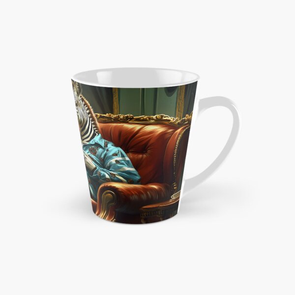 Item preview, Zebra in pajamas sipping coffee in luxurious setting designed and sold by Artessie.