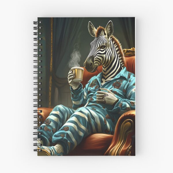 Item preview, Zebra in pajamas sipping coffee in luxurious setting designed and sold by Artessie.