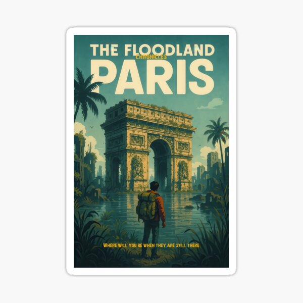 Item preview, THE FLOODLAND CHRONICLES - PARIS - Arc de Triomphe I Post-Apocalyptic Travel Poster designed and sold by Polygonist.