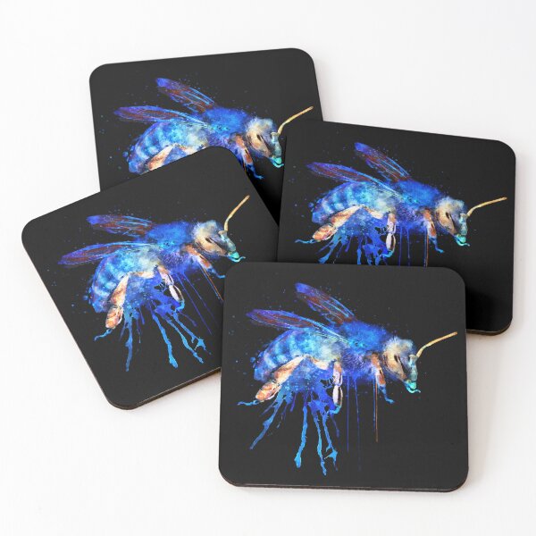 Item preview, Neon Blue Bee – Abstract on Black designed and sold by caracatita75.