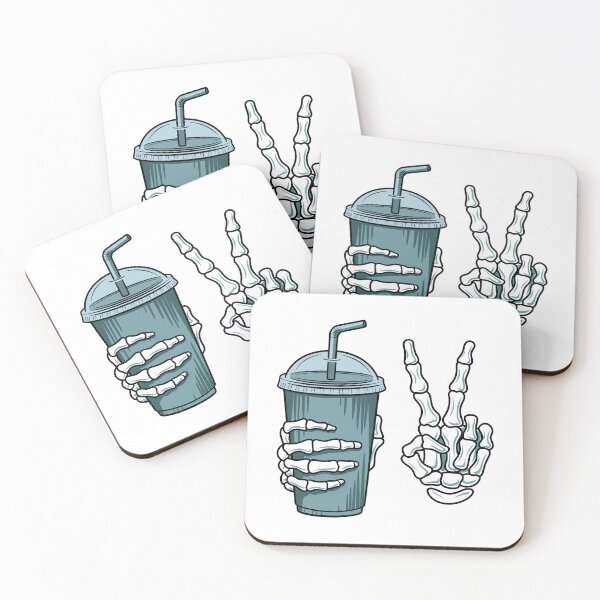 Item preview, skeleton hand peace sign and coffee designed and sold by jkrphoto.