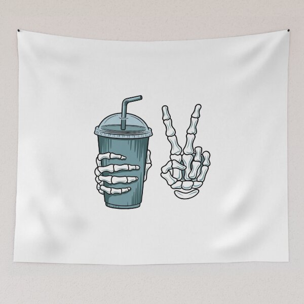 Item preview, skeleton hand peace sign and coffee designed and sold by jkrphoto.