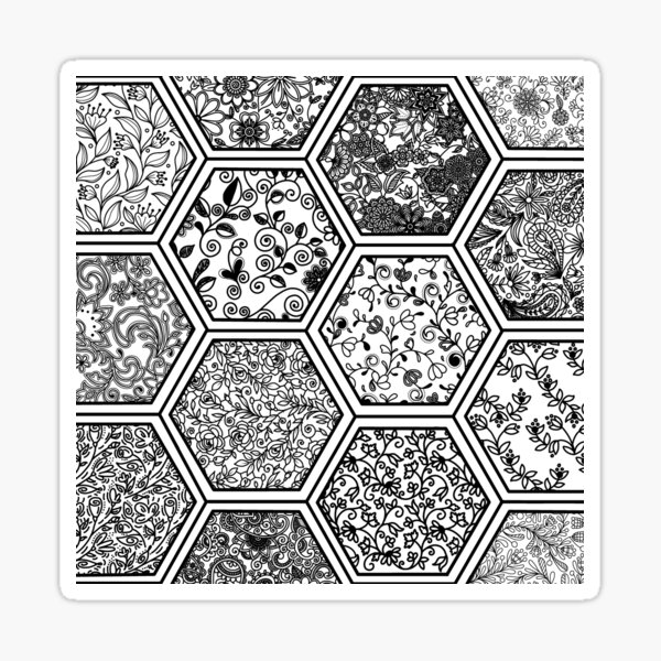 Item preview, Floral Hexagons designed and sold by paperandp!xels.