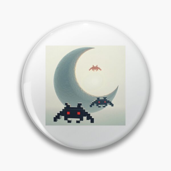 Item preview, Space invaders and moon designed and sold by KetiaArtWorld.