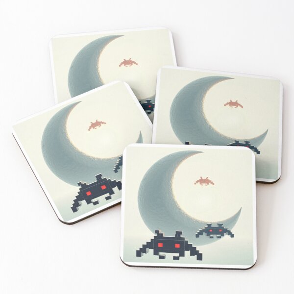 Item preview, Space invaders and moon designed and sold by KetiaArtWorld.